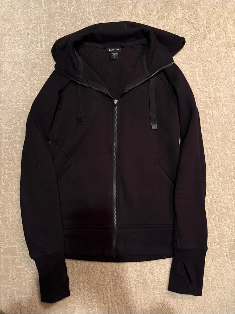 Athleta Black Full-Zip Hooded Jacket